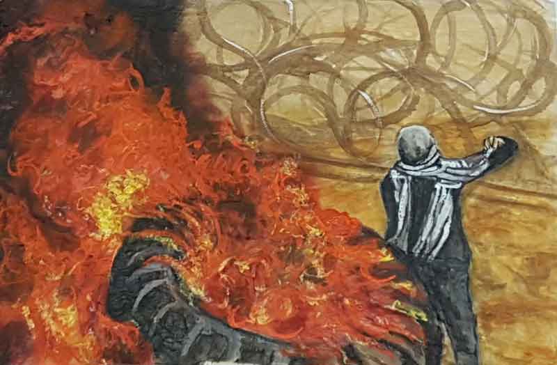 weiteres Bild: Feuer, Verhüllte Figur